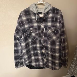 Hooded flannel shacket